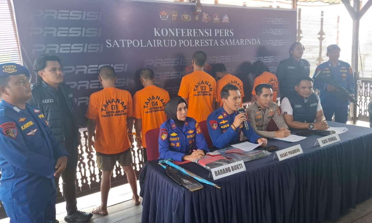 Satpolairud Ungkap Kasus Premanisme dan Pencurian BBM di Alur Sungai Mahakam, Lima Pelaku Diamankan